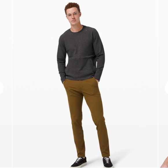 Lululemon At Ease Crew Sweatshirt Pullover Heathered Black Gray Mens L Textured - Picture 3 of 13